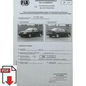 1996 Audi A4 (Mj.96) FIA homologation form PDF download